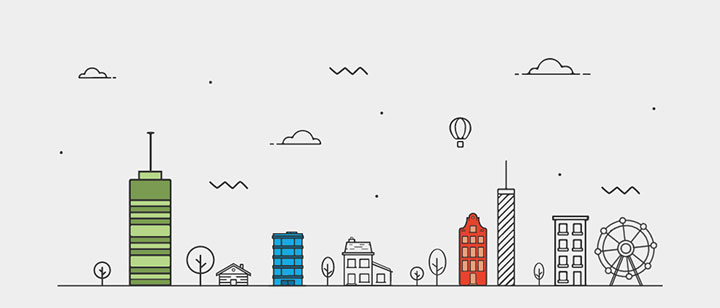 jQuery+React+TweenMax+SVG手绘城市建筑视差动画特效