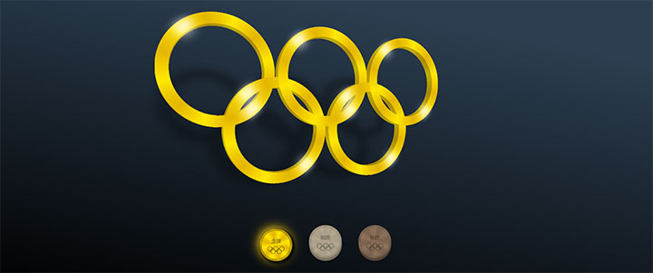 css3绘制的3D奥运五环图形翻转动画特效