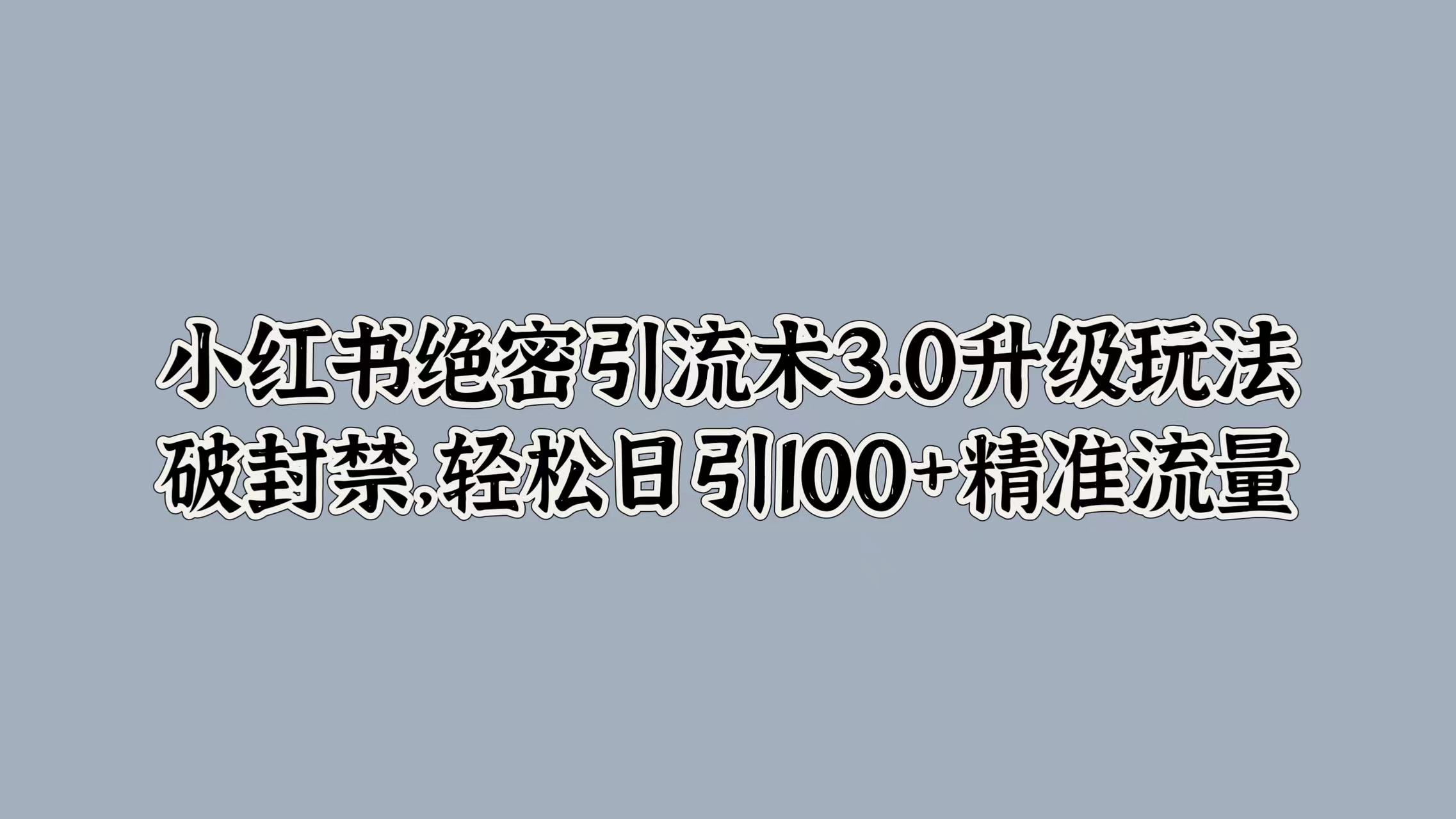 小红书绝密引流术3.0升级玩法