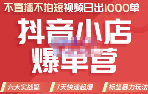 推易电商・2022年抖音小店爆单营，不直播、不拍短视频、日出1000单，暴力玩法