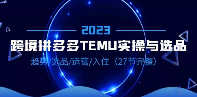 2023跨境・拼多多・TEMU实操与选品，趋势・选品・运营・入住（27节完整）