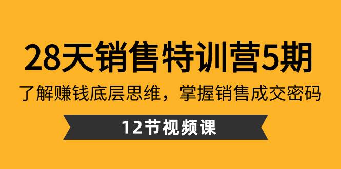 28天・销售特训营5期：了解赚钱底层思维，掌握销售成交密码（12节课）