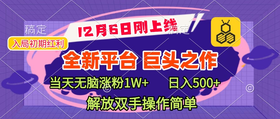 全新yin.流平台，巨头之作，当天无脑涨粉1W+，解放双手操作简单