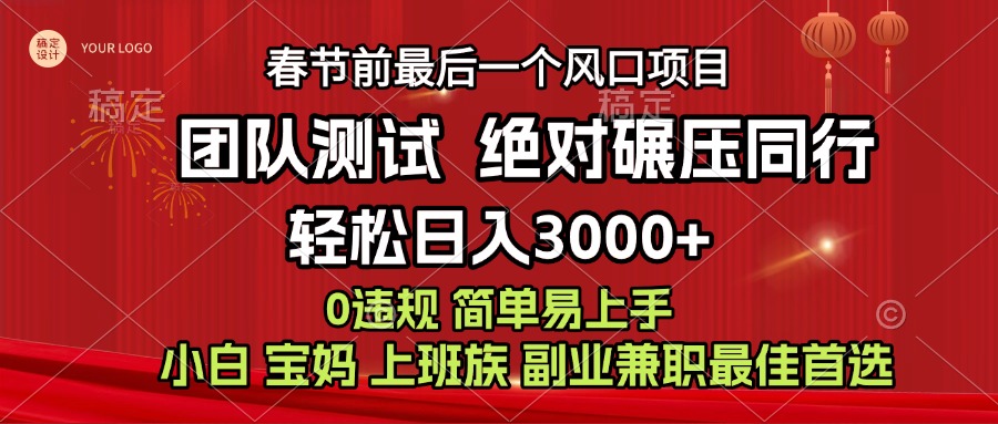 年前可以翻身的项目，长久稳定 当天上手 过波肥年