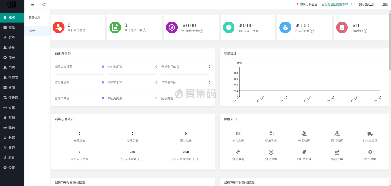 狮子鱼社区团购小程序V15.6.1独立版开源无授权带前端小程序